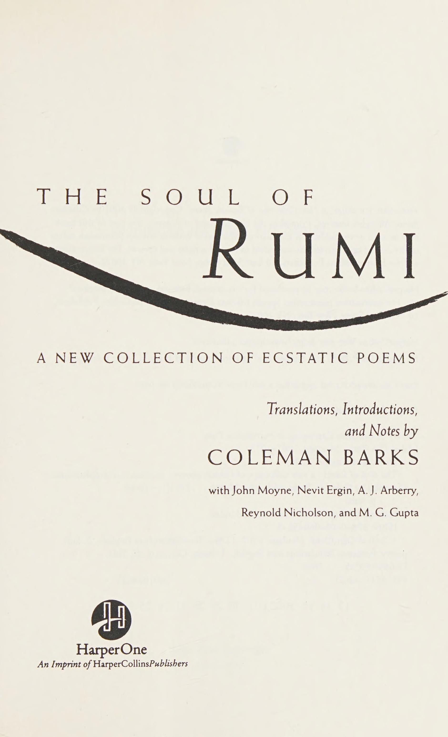 The Soul of Rumi by Rumi, Coleman Barks
