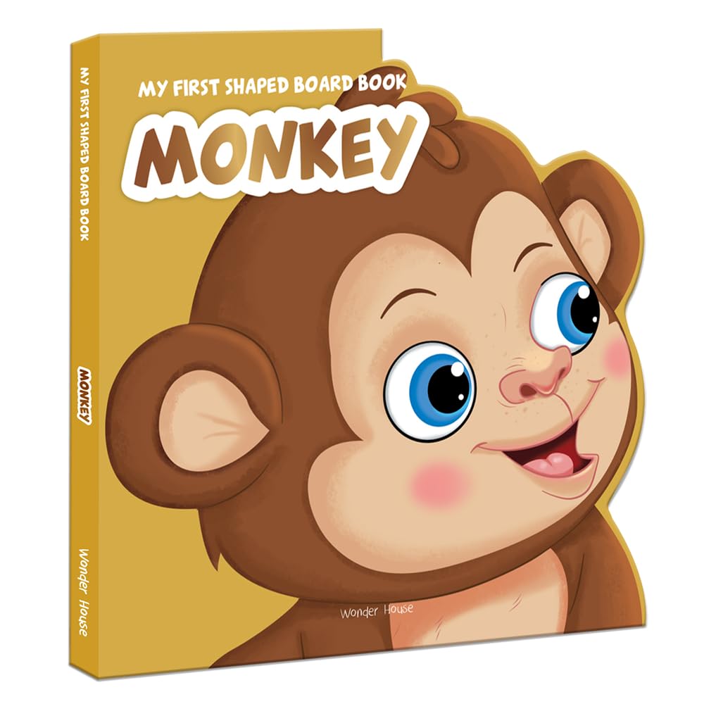 My First Shaped Board book - Monkey, Die-Cut Animals, Picture Book for Children - By Miss & Chief by Wonder House Books - 9789354404023 - Book Cover