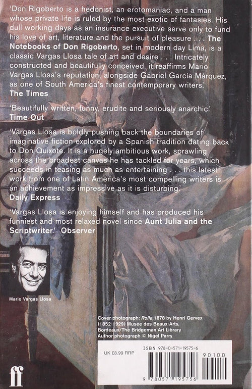 The Notebooks of Don Rigoberto by Mario Vargas Llosa, back cover