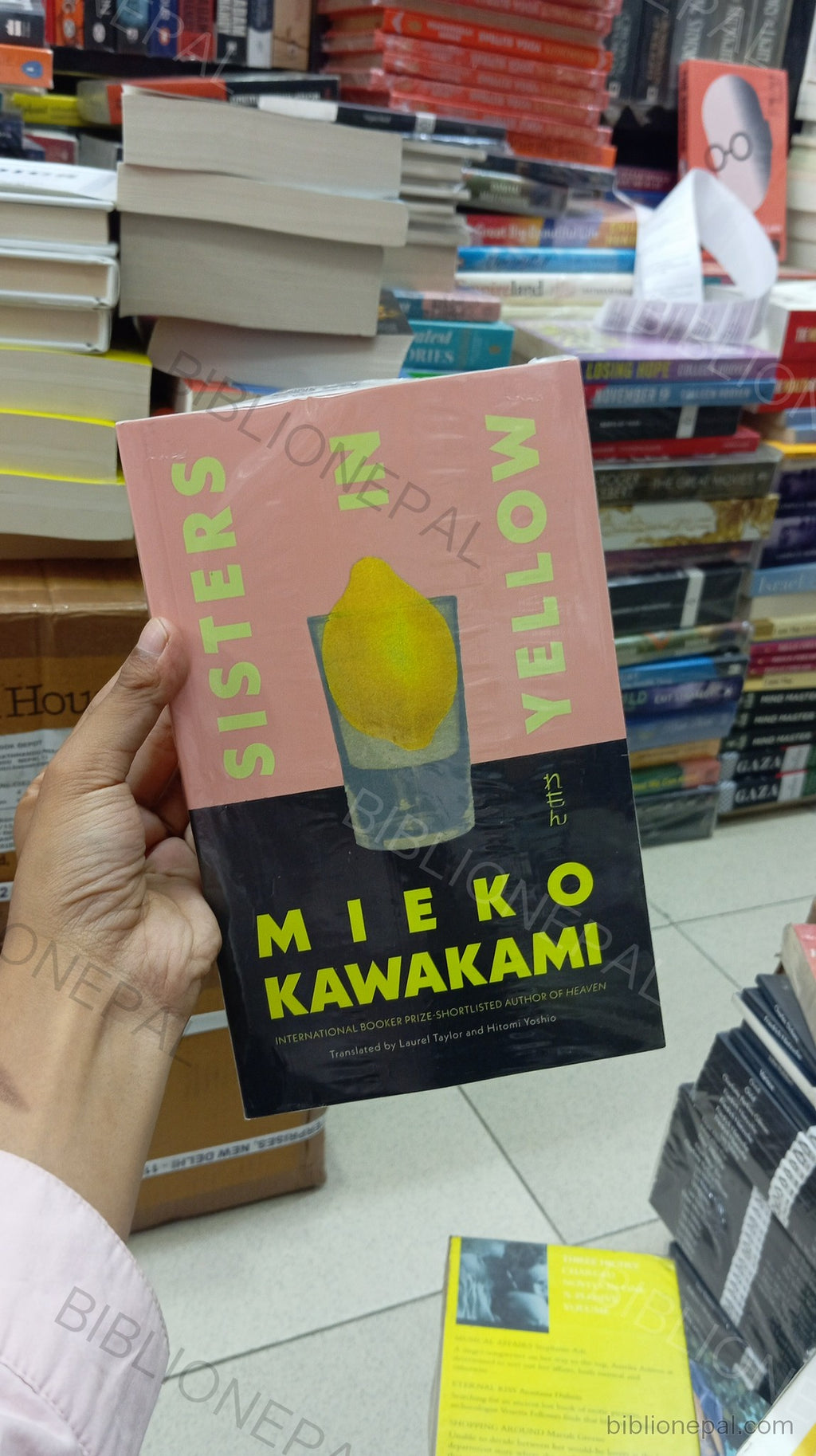 Photoshoot of Sisters in Yellow by Mieko Kawakami, Laurel Taylor (Translator), Hitomi Yoshio (Translator)