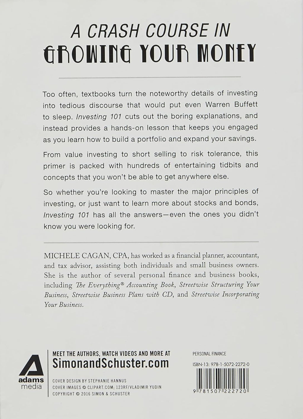 Investing 101 by Michele Cagan, back cover