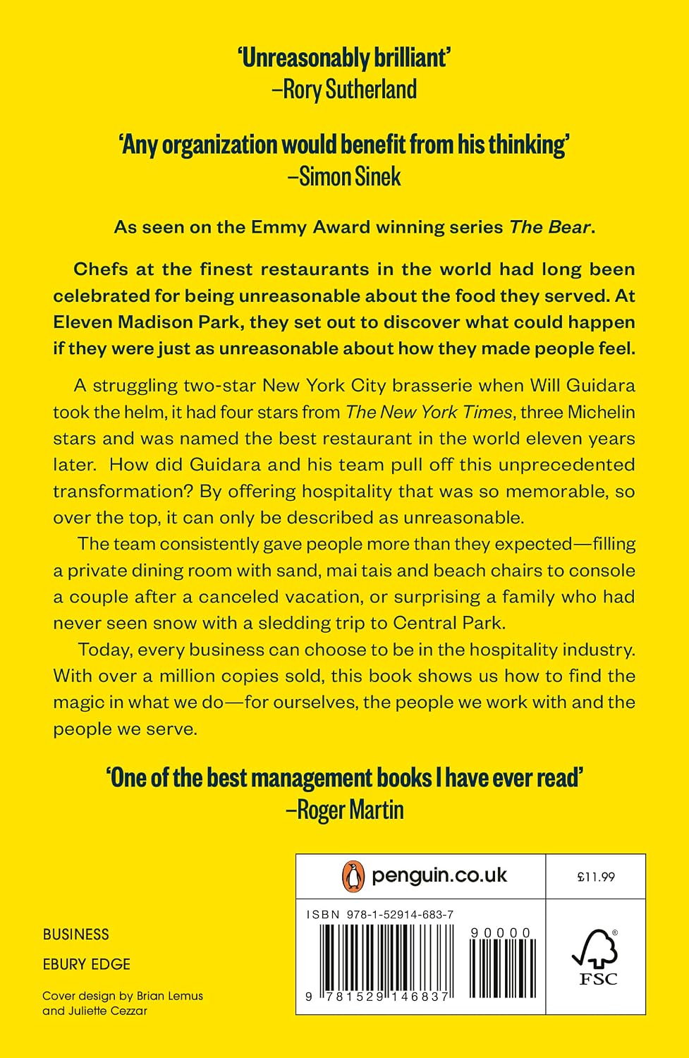 Unreasonable Hospitality by Will Guidara, back cover