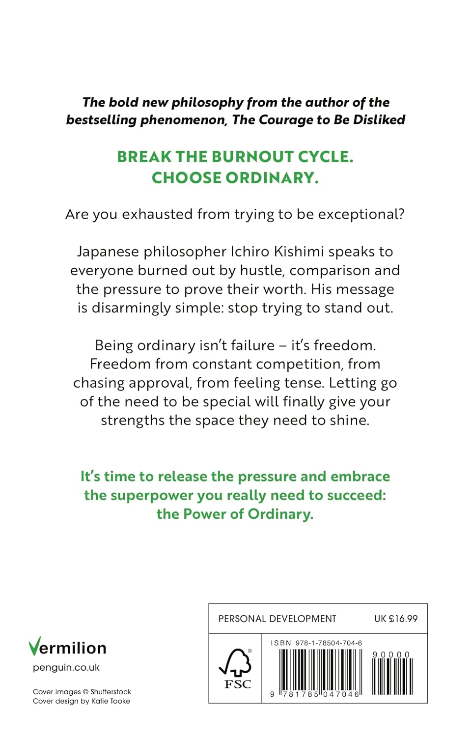 The Courage to Be Ordinary by Ichiro Kishimi, back cover