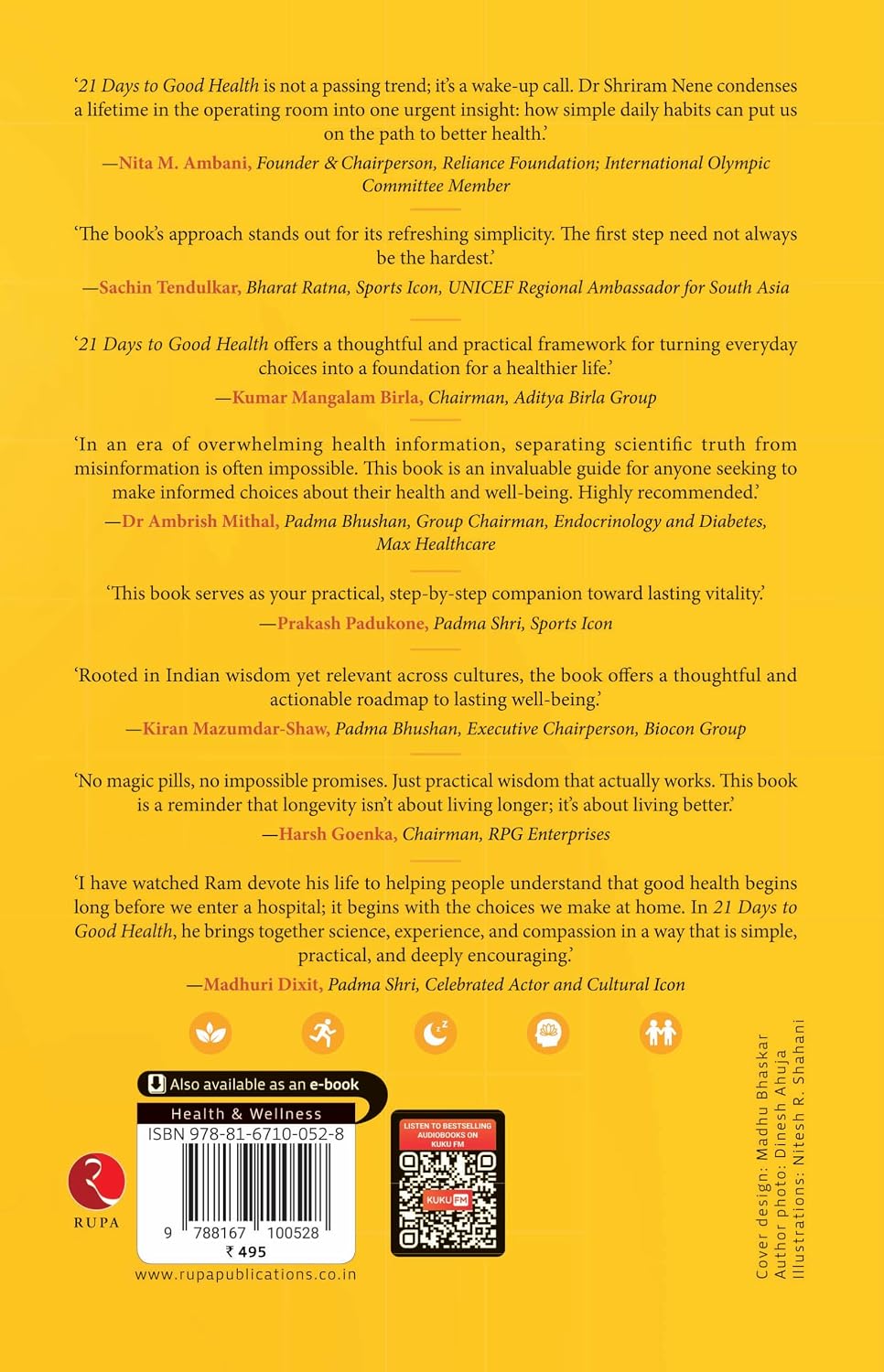 21 Days to Good Health by Md Dr Shriram Nene, back cover