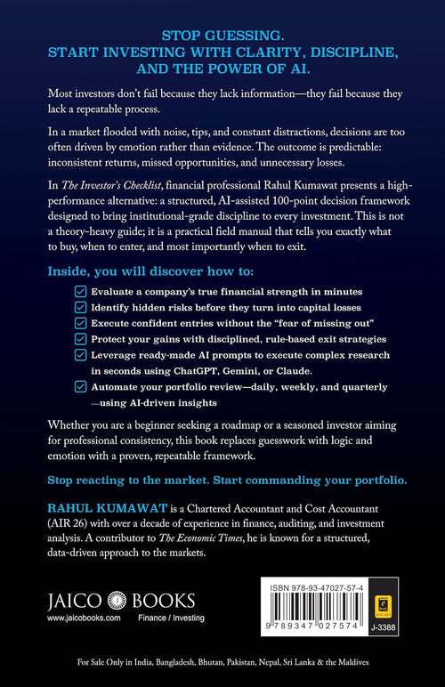 The Investor's Checklist by Rahul Kumawat, back cover
