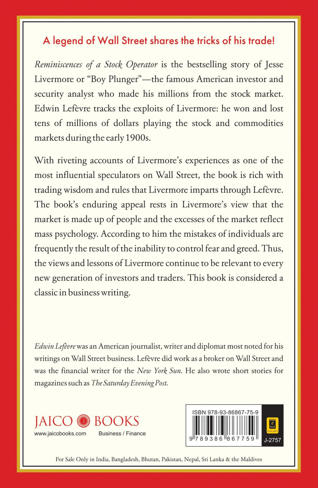 Reminiscences of a Stock Operator Jaico Publishing