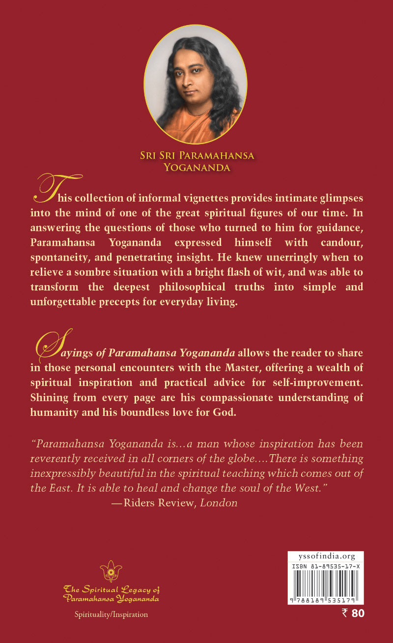Sayings of Paramahansa Yogananda Yogoda Satsanga Society Of India